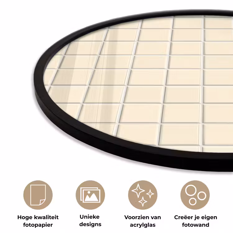 Ronde fotolijst - Patroon - Tegels - Gebroken - Wit — 5