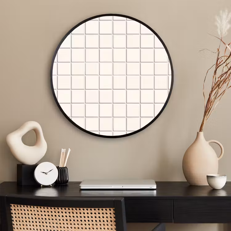 Ronde fotolijst - Patroon - Tegels - Wit — 2
