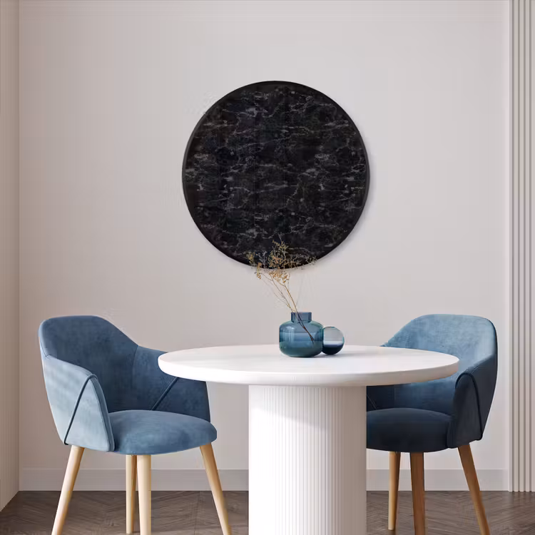 Ronde fotolijst - Marmer - Aders - Zwart — 3