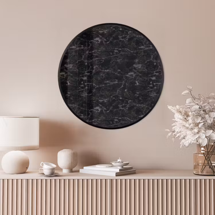 Ronde fotolijst - Marmer - Aders - Zwart — 4