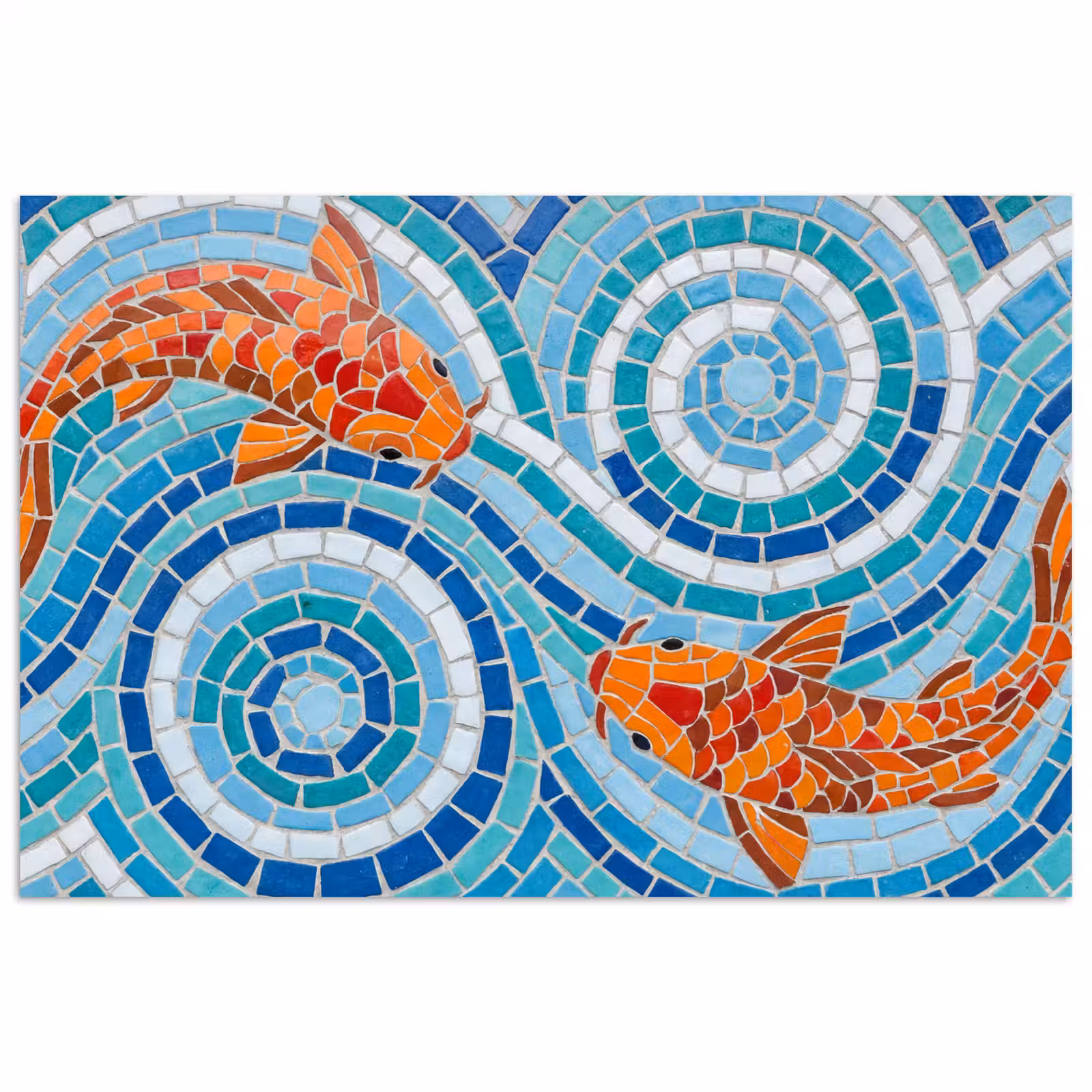 Poster - Vis - Mozaïek - Water - Decoratief - Blauw — 1