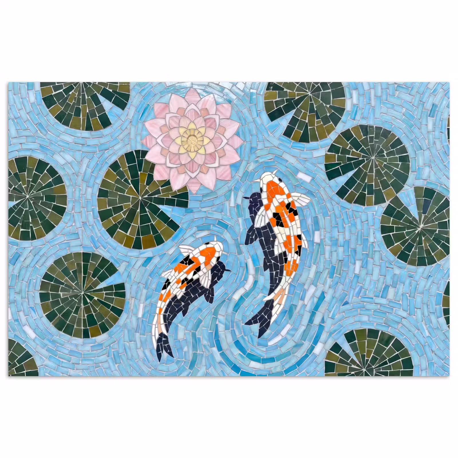 Poster - Vis - Water - Natuur - Mozaïek - Blauw — 1