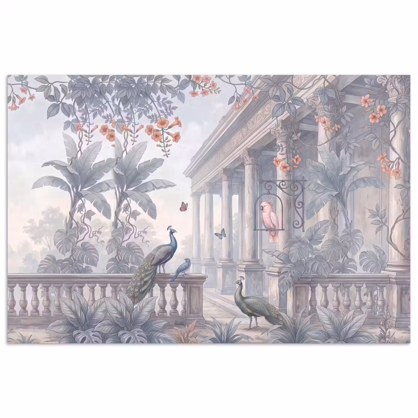 Poster - Vogel - Pauw - Architectuur - Klassiek - Groen — 1