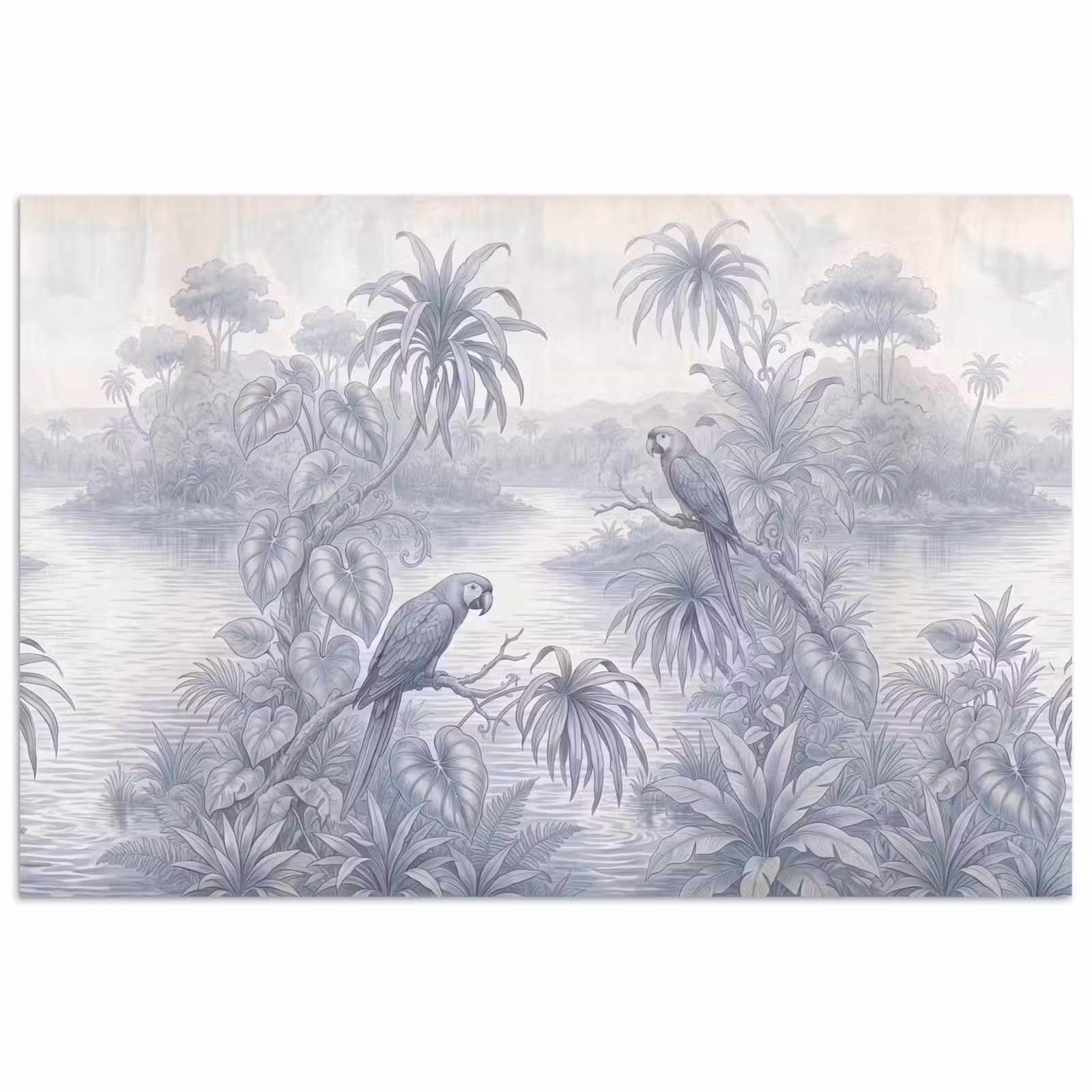 Poster - Vogel - Rivier - Tropisch - Illustratie - Blauw — 1