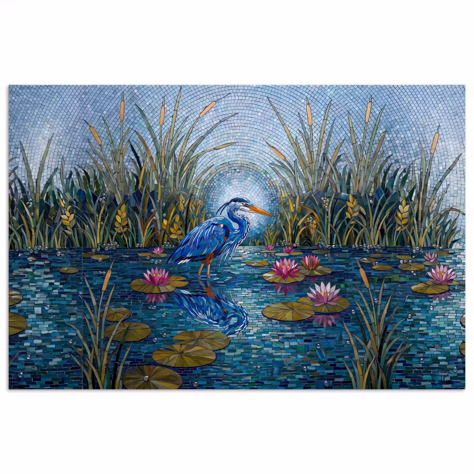 Poster - Vogel - Water - Natuur - Abstract - Blauw — 1