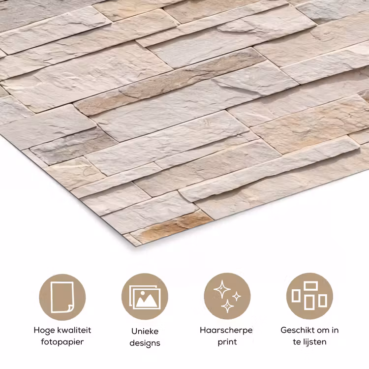 Poster - Steen - Muur - Textuur - Rustiek - Beige — 5