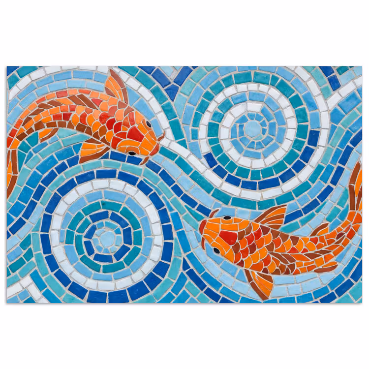 Poster - Vis - Mozaïek - Water - Decoratief - Blauw — 1
