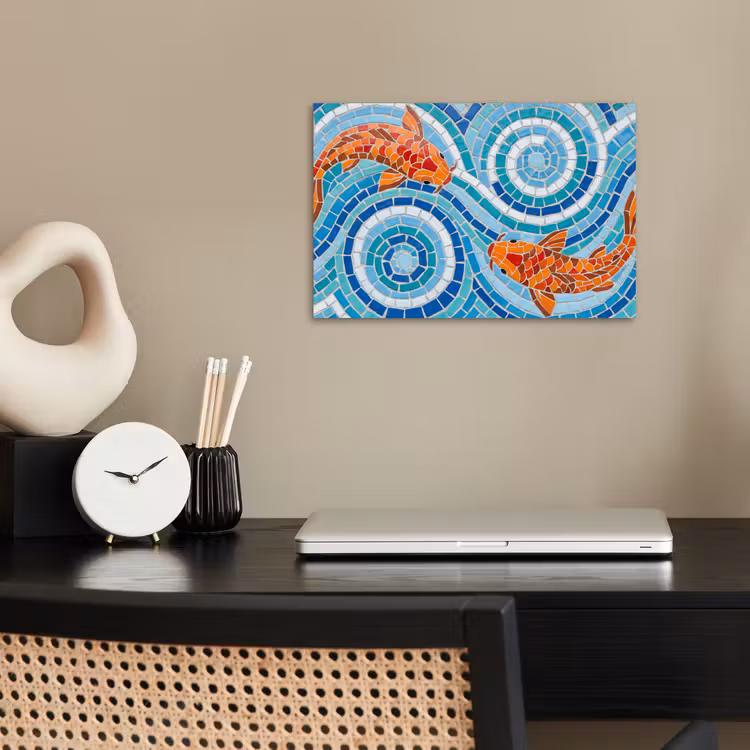 Poster - Vis - Mozaïek - Water - Decoratief - Blauw — 2