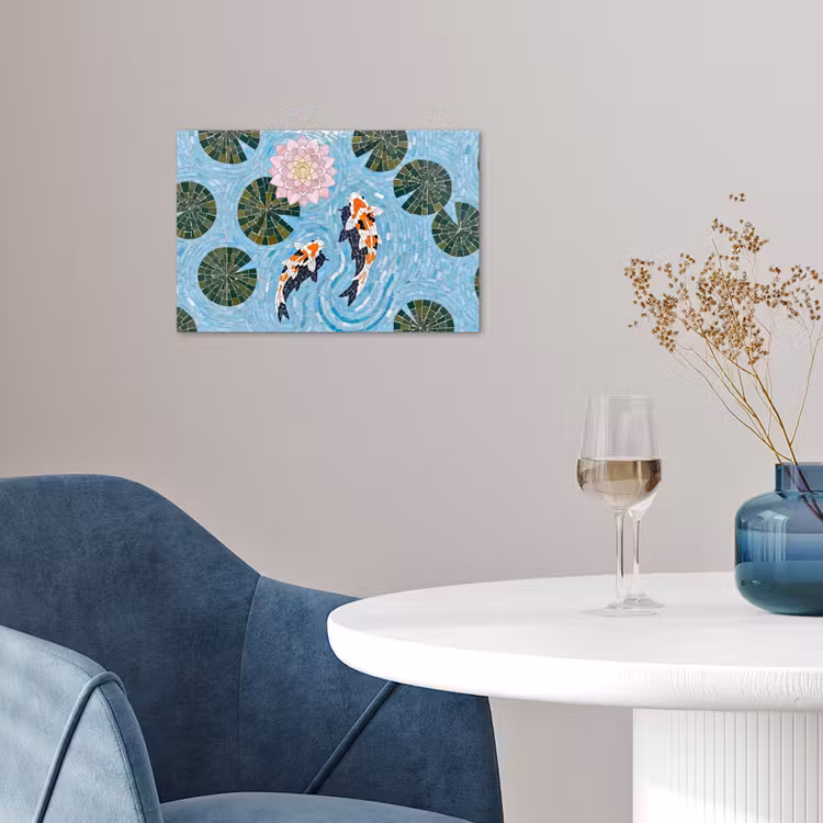 Poster - Vis - Water - Natuur - Mozaïek - Blauw — 4