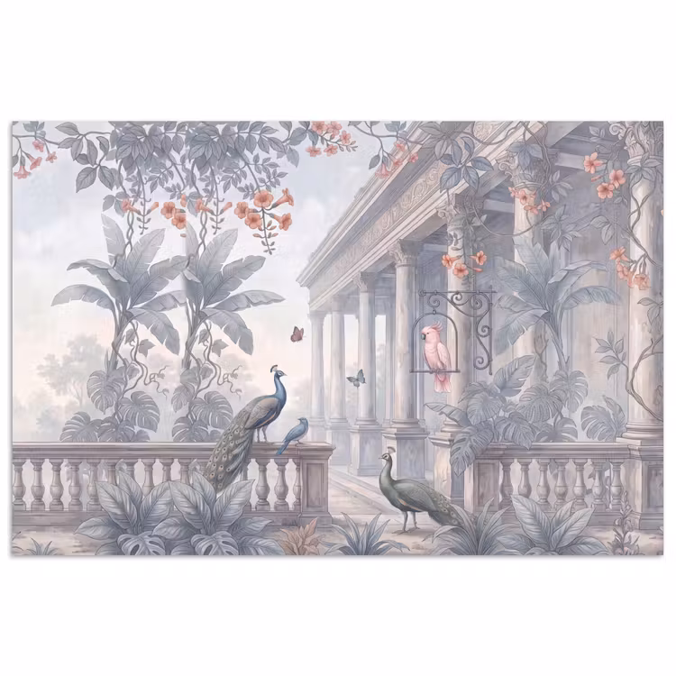 Poster - Vogel - Pauw - Architectuur - Klassiek - Groen — 1
