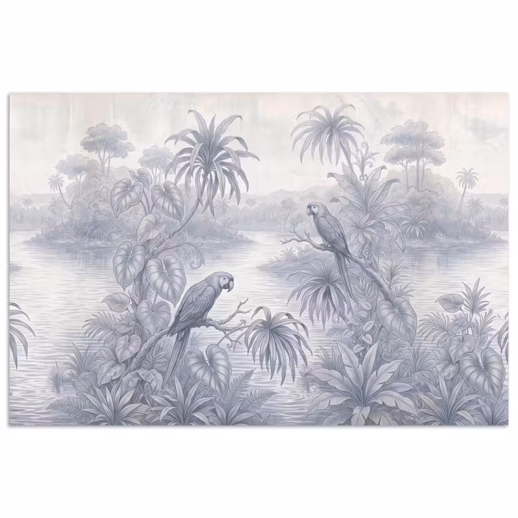 Poster - Vogel - Rivier - Tropisch - Illustratie - Blauw — 1