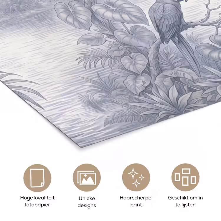 Poster - Vogel - Rivier - Tropisch - Illustratie - Blauw — 5