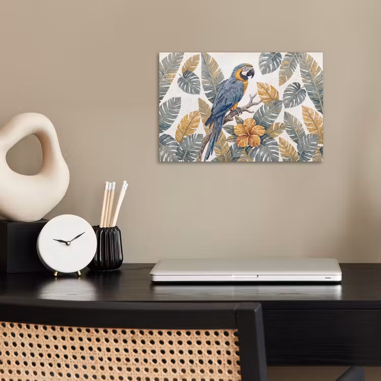 Poster - Vogel - Tak - Natuur - Mozaïek - Blauw — 2