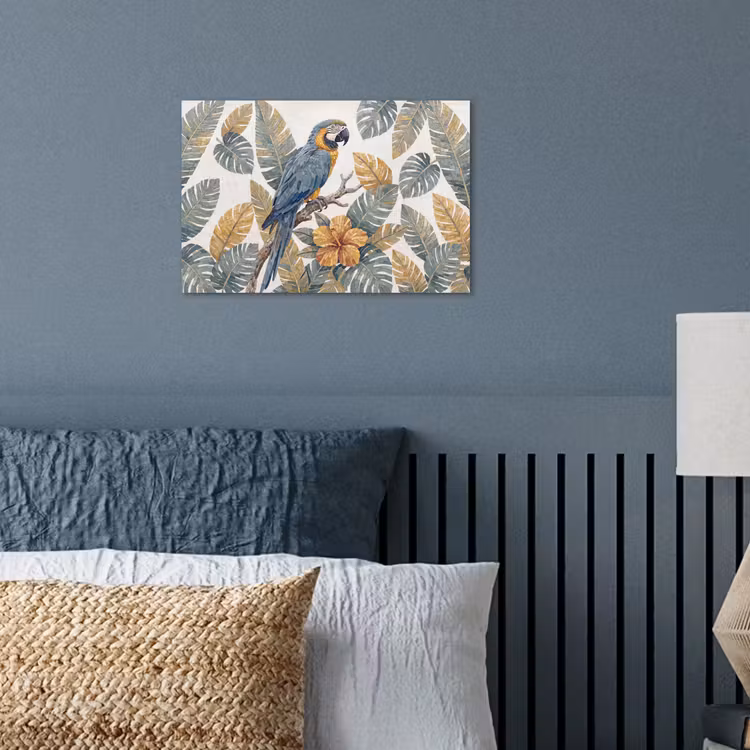 Poster - Vogel - Tak - Natuur - Mozaïek - Blauw — 3