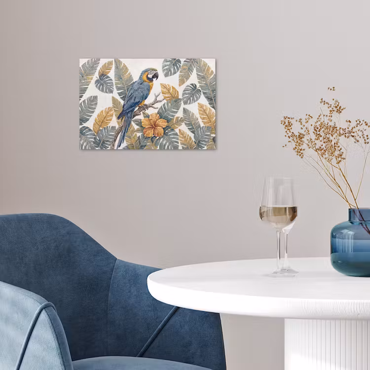 Poster - Vogel - Tak - Natuur - Mozaïek - Blauw — 4