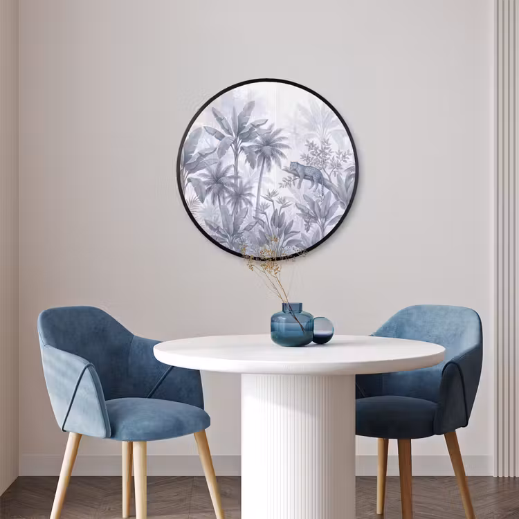 Ronde fotolijst - Kat - Tropisch bos - Modern - Grijs — 3