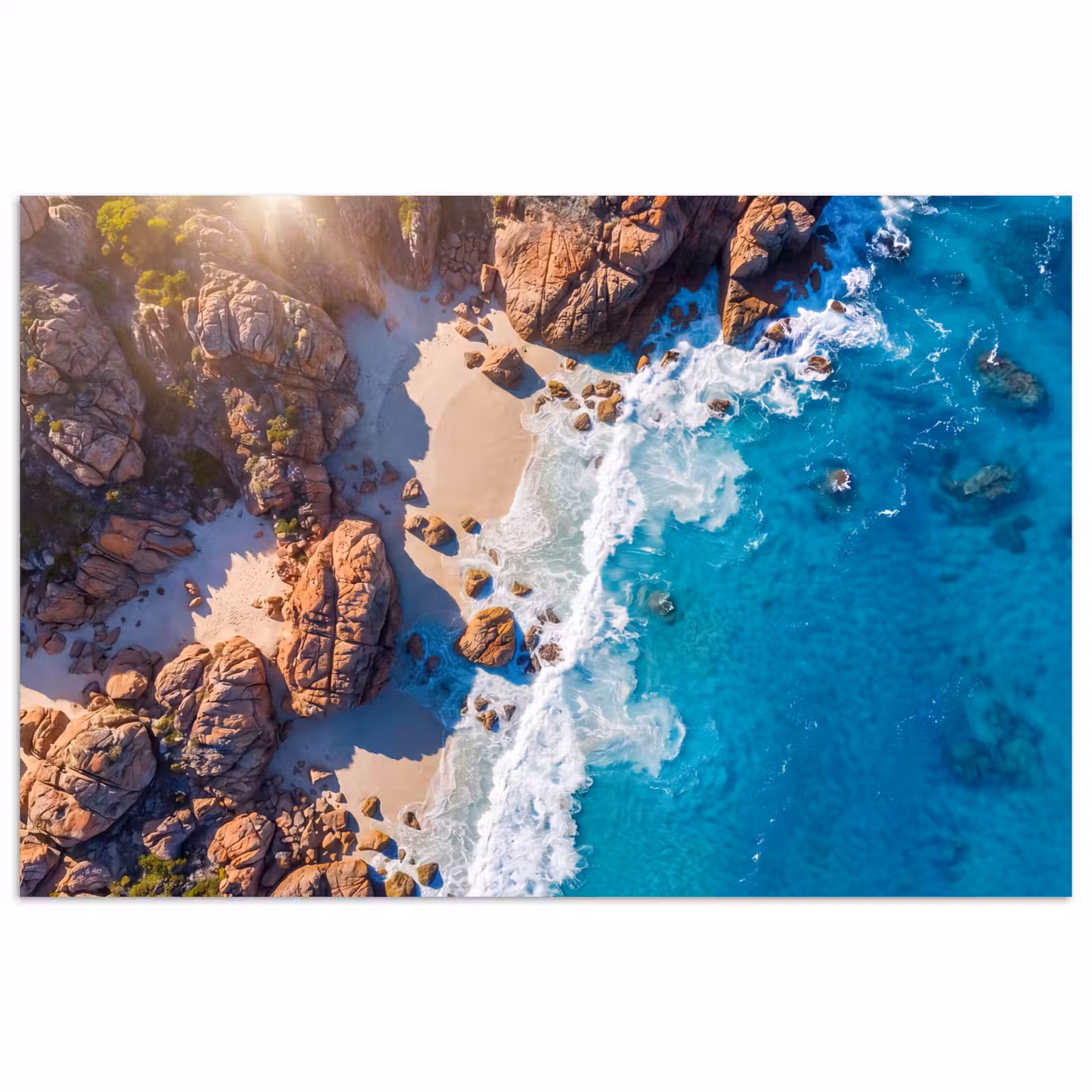 Poster - Strand - Zee - Rotsen - Natuur - Blauw — 1