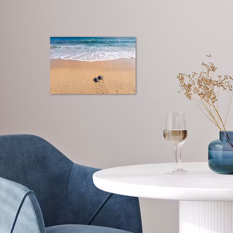 Poster - Schildpad - Jong - Strand - Oceaan - Blauw — 4