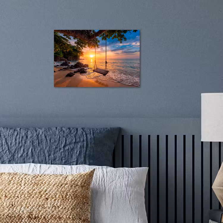 Poster - Schommel - Strand - Zonsondergang - Natuur - Oranje — 3