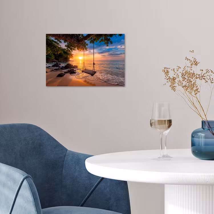 Poster - Schommel - Strand - Zonsondergang - Natuur - Oranje — 4