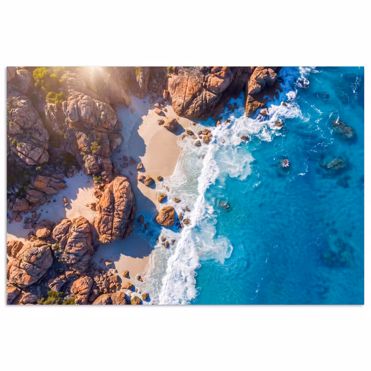 Poster - Strand - Zee - Rotsen - Natuur - Blauw — 1