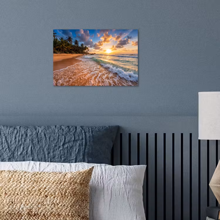 Poster - Strand - Zonsondergang - Golven - Natuur - Goud — 3