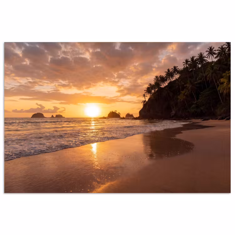 Poster - Strand - Zonsondergang - Natuur - Tropisch - Oranje — 1