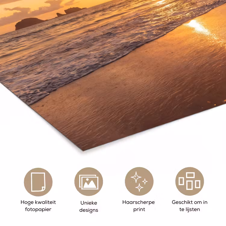 Poster - Strand - Zonsondergang - Natuur - Tropisch - Oranje — 5