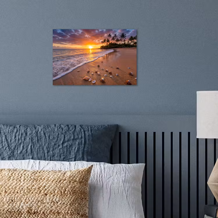 Poster - Strand - Zonsondergang - Palmbomen - Natuur - Oranje — 3