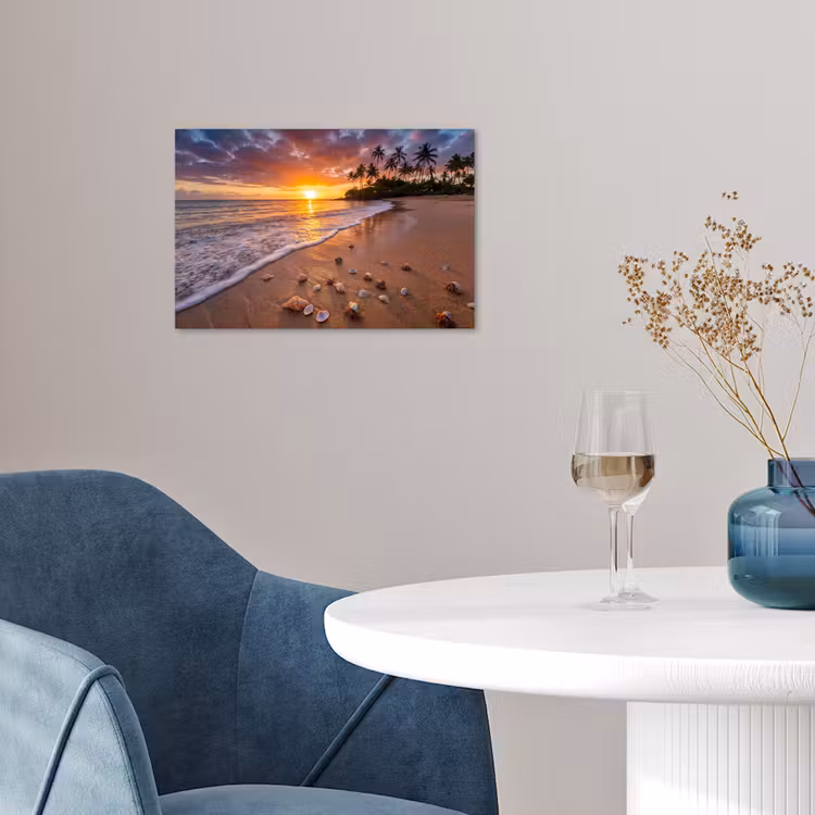 Poster - Strand - Zonsondergang - Palmbomen - Natuur - Oranje — 4