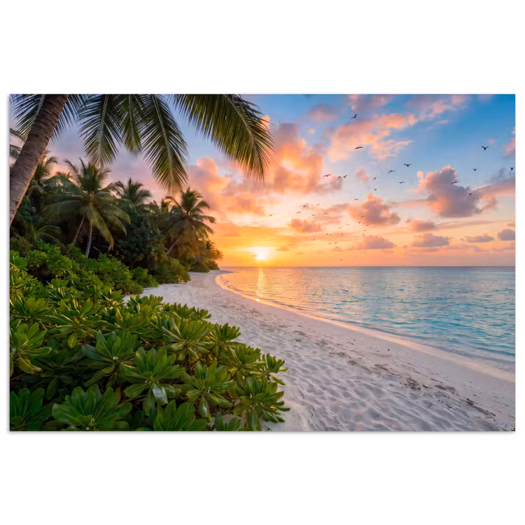 Poster - Strand - Zonsondergang - Palmbomen - Tropisch - Natuur — 1