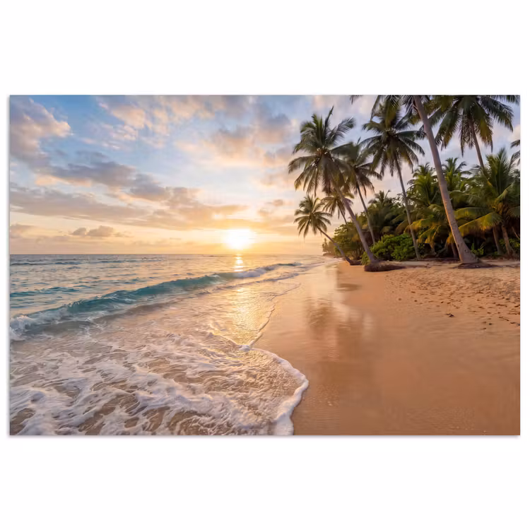 Poster - Strand - Zonsondergang - Tropisch - Natuur - Goud — 1
