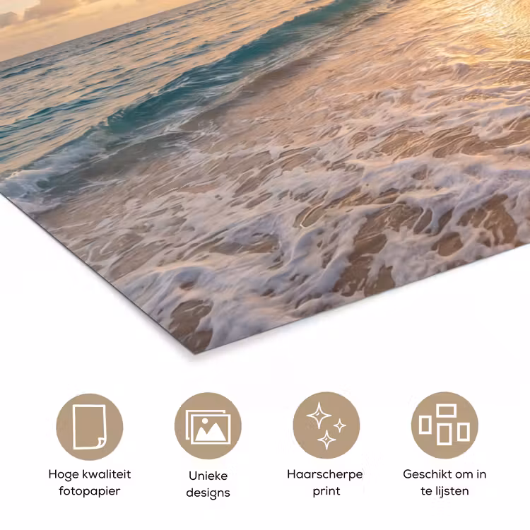 Poster - Strand - Zonsondergang - Tropisch - Natuur - Goud — 5