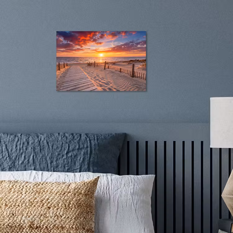 Poster - Strand - Zonsondergang - Zee - Natuur - Oranje — 3
