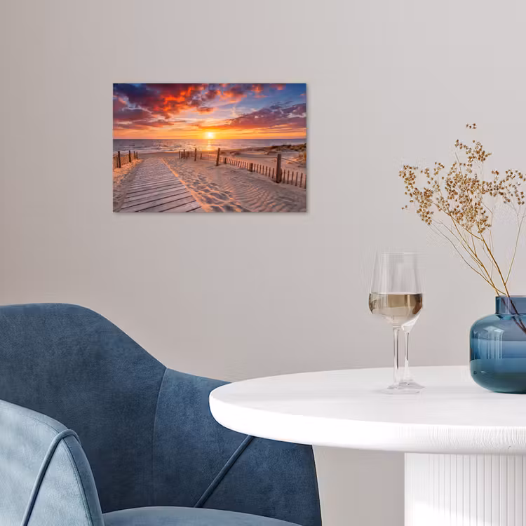 Poster - Strand - Zonsondergang - Zee - Natuur - Oranje — 4