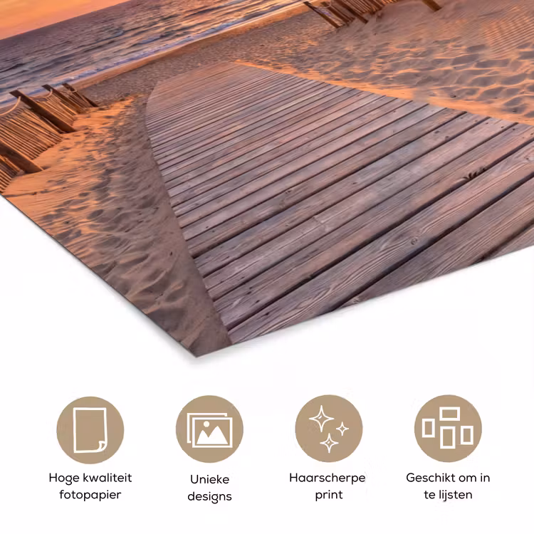 Poster - Strand - Zonsondergang - Zee - Natuur - Oranje — 5