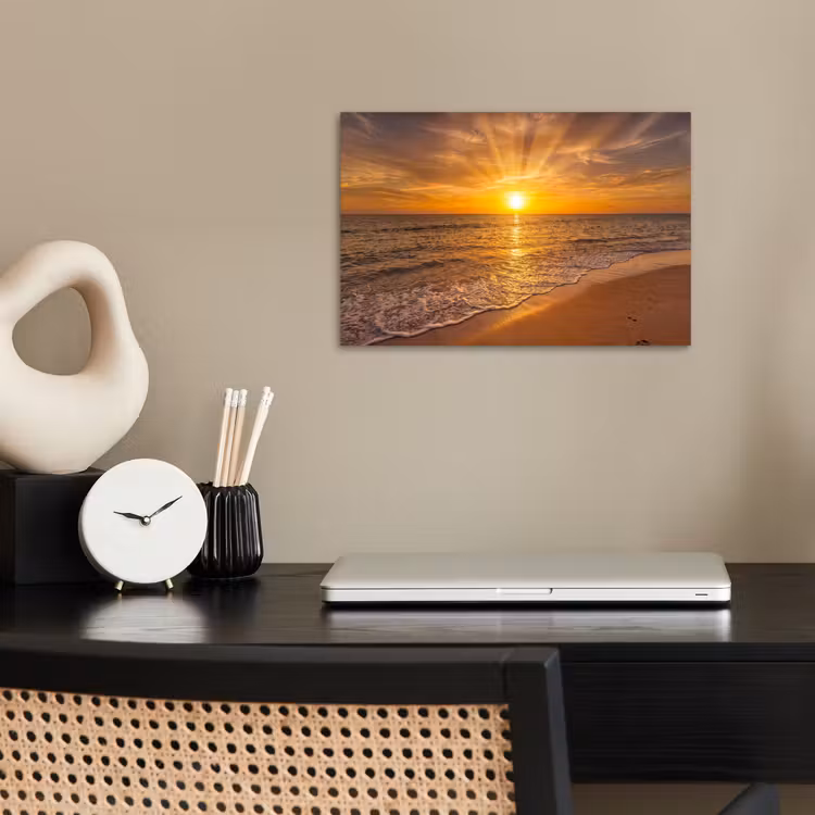 Poster - Zee - Zonsondergang - Golven - Kust - Oranje — 2