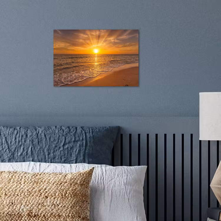 Poster - Zee - Zonsondergang - Golven - Kust - Oranje — 3