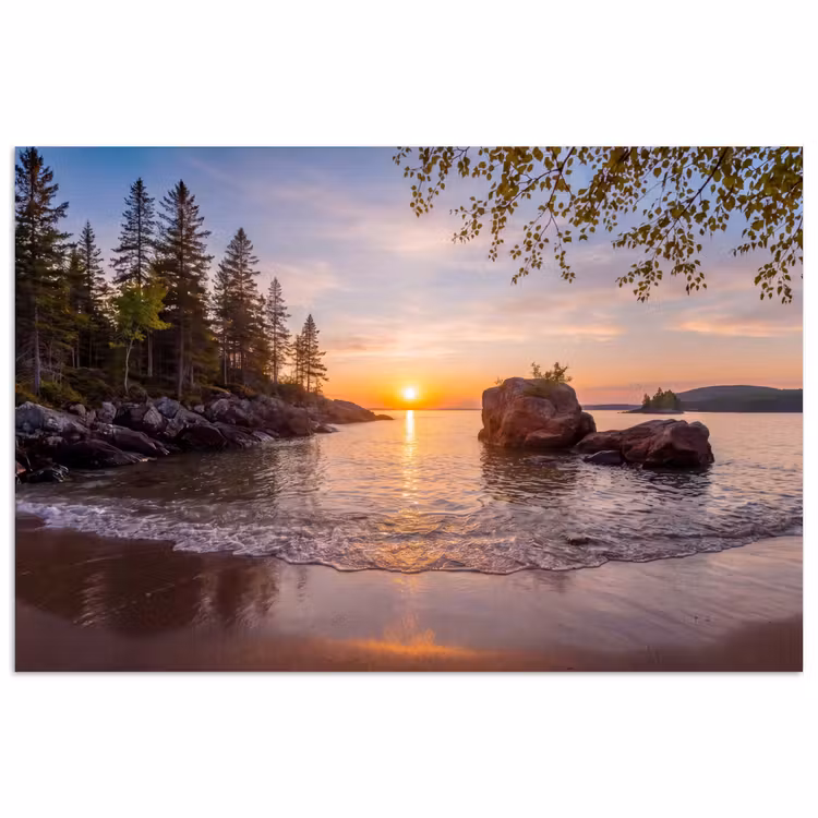 Poster - Zonsondergang - Kust - Water - Natuur - Oranje — 1
