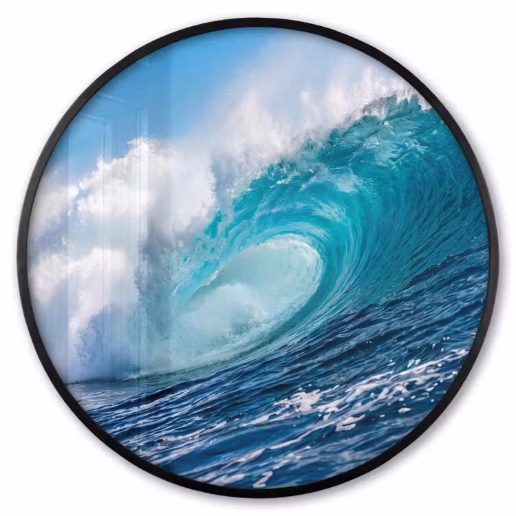 Ronde fotolijst - Golf - Oceaan - Water - Dynamisch - Blauw — 1