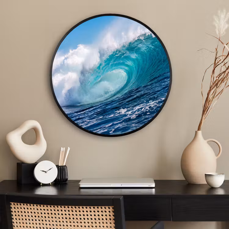 Ronde fotolijst - Golf - Oceaan - Water - Dynamisch - Blauw — 2