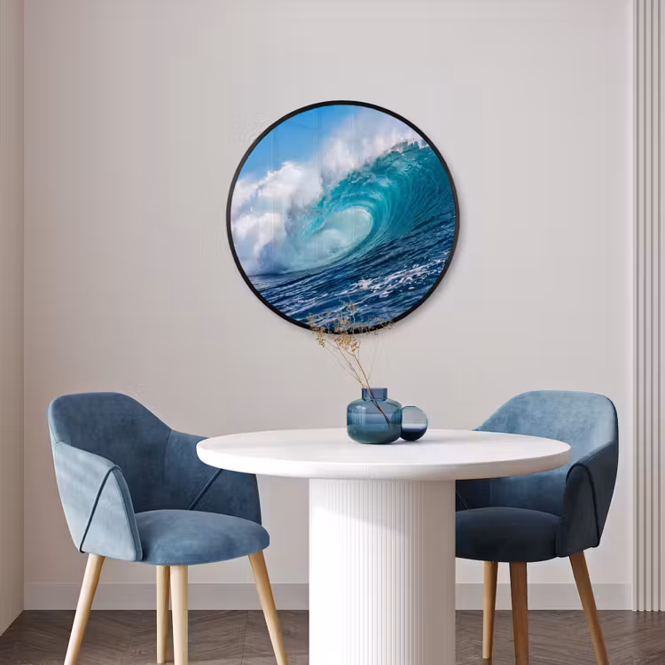 Ronde fotolijst - Golf - Oceaan - Water - Dynamisch - Blauw — 3