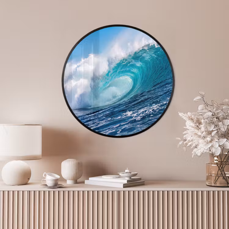 Ronde fotolijst - Golf - Oceaan - Water - Dynamisch - Blauw — 4