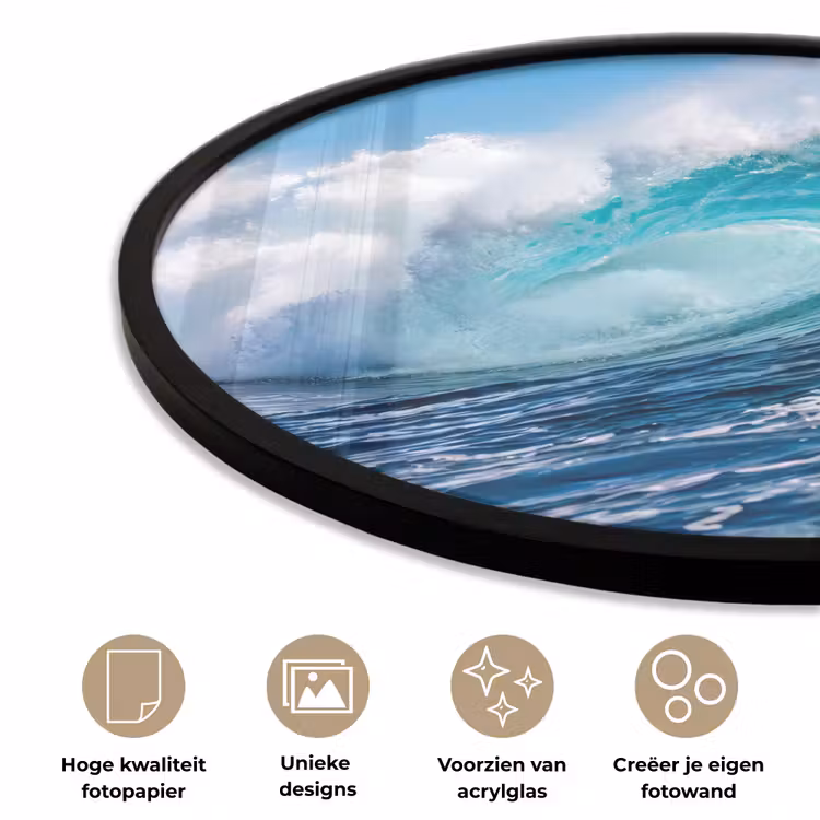 Ronde fotolijst - Golf - Oceaan - Water - Dynamisch - Blauw — 5
