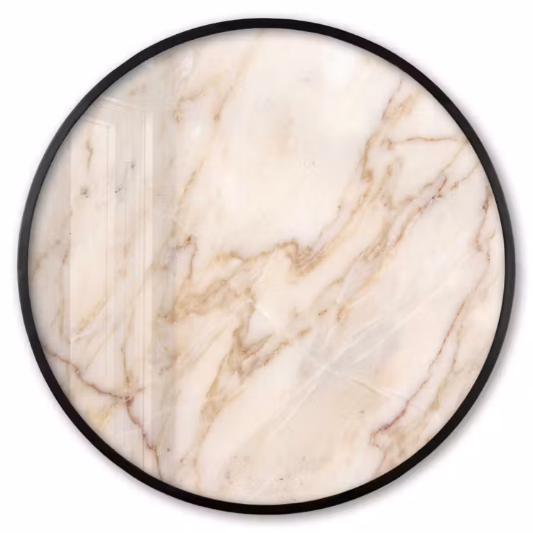 Ronde fotolijst - Marmer - Ader - Abstract - Wit - Goud — 1