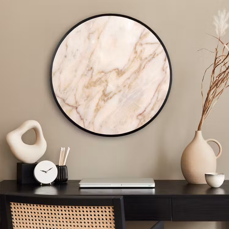 Ronde fotolijst - Marmer - Ader - Abstract - Wit - Goud — 2