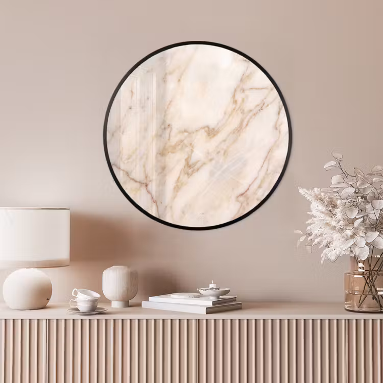Ronde fotolijst - Marmer - Ader - Abstract - Wit - Goud — 4