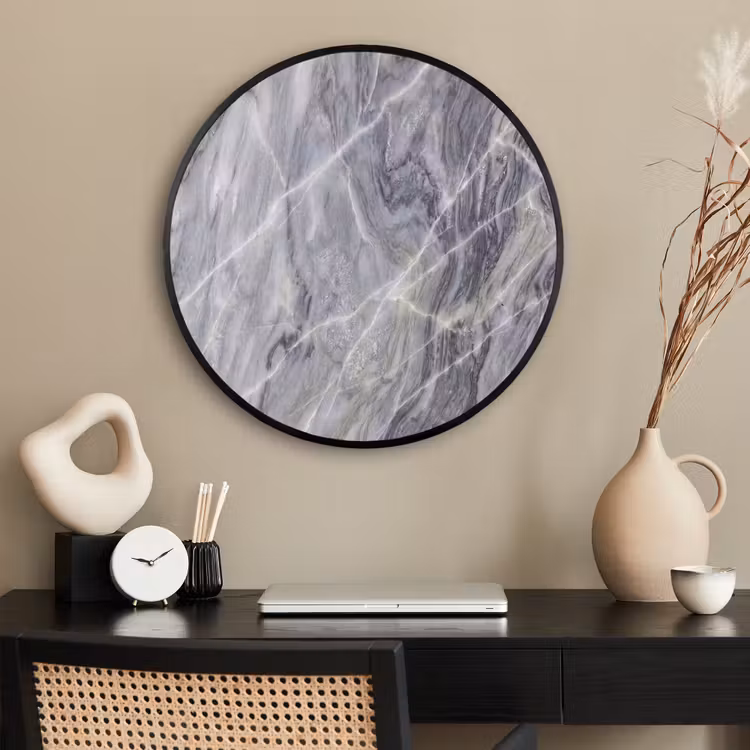 Ronde fotolijst - Marmer - Ader - Patroon - Abstract - Grijs — 2
