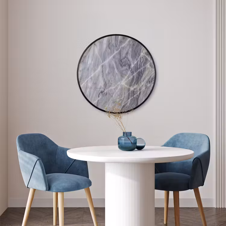 Ronde fotolijst - Marmer - Ader - Patroon - Abstract - Grijs — 3