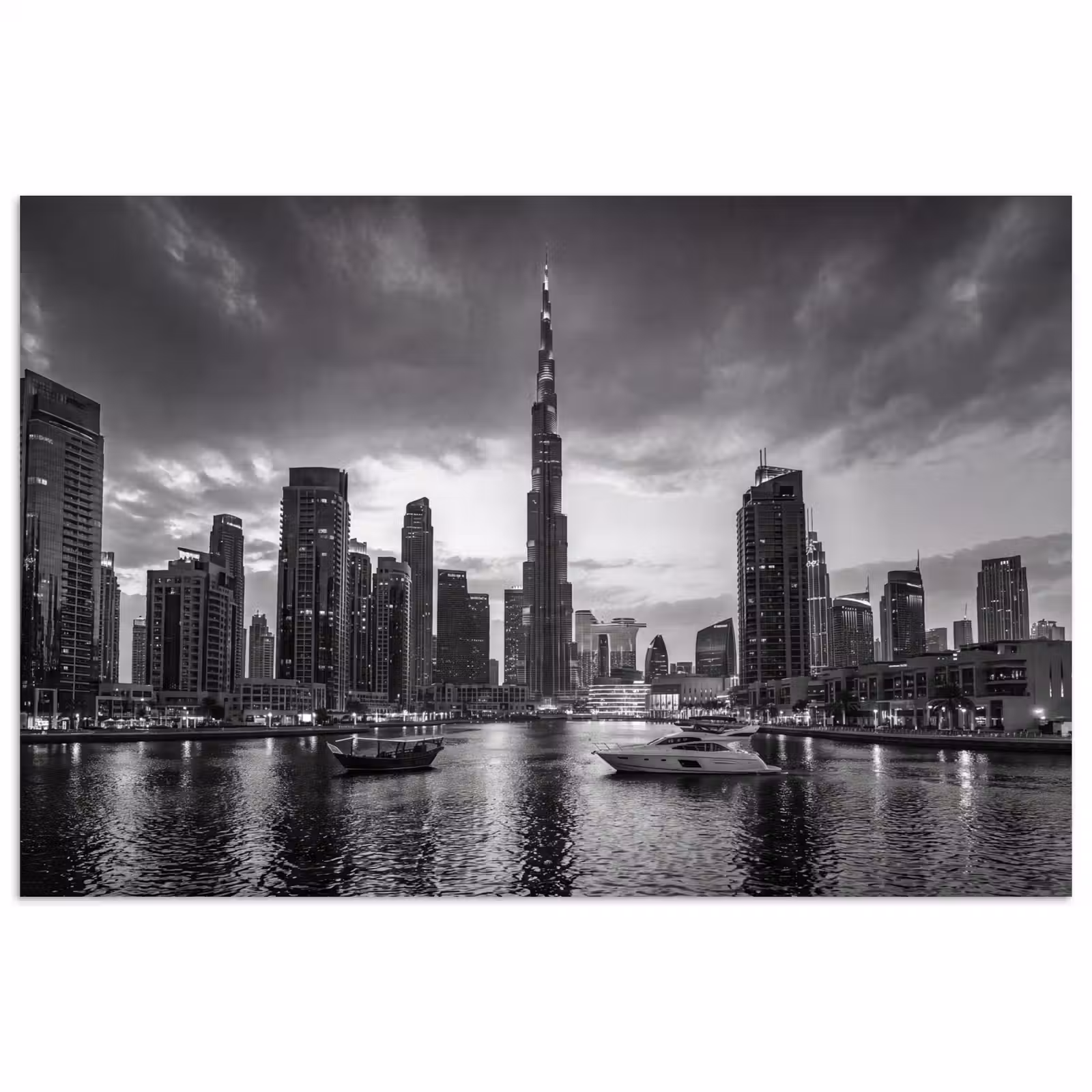 Poster - Stad - Skyline - Architectuur - Avond - Zwart-wit — 1